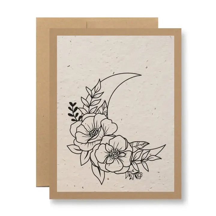 Seedy Cards - Plantable Seed Paper Greeting Card - Floral Moon