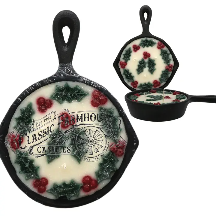 Classic Farmhouse Candles Cast Iron Pan Candle 8oz - Hollyberry