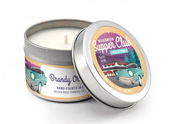 Angela Rose Studios Wisconsin Supper Club Brandy Old Fashioned Candle 4 oz.