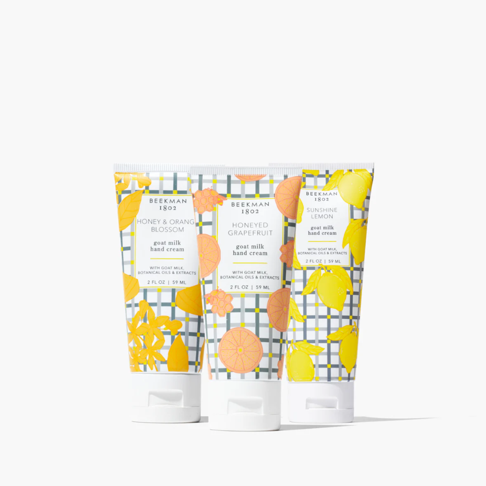Beekman Hand Cream Sampler 2oz. Honey & Orange Blossom, Sunshine Lemon, Honeyed Grapefruit
