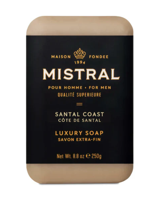 Mistral Men's Luxury French Bar Soap 8.8oz 250g - Santal Coast