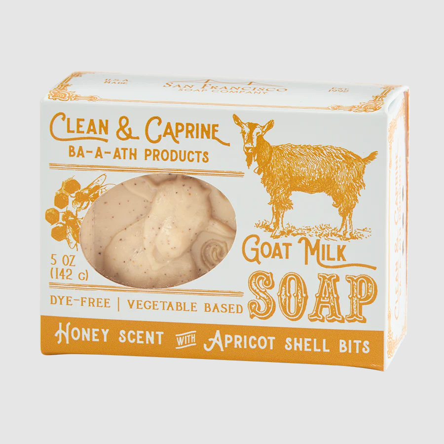 Clean & Caprine Goat Milk Soap - Honey with Apricot Shell Bits 5oz.