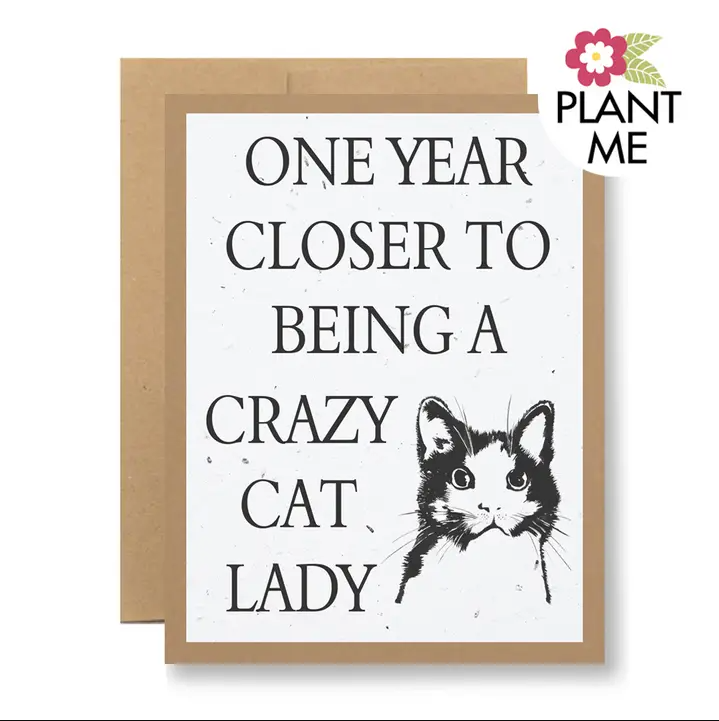 Seedy Cards - Plantable Seed Paper Greeting Card - Crazy Cat Lady