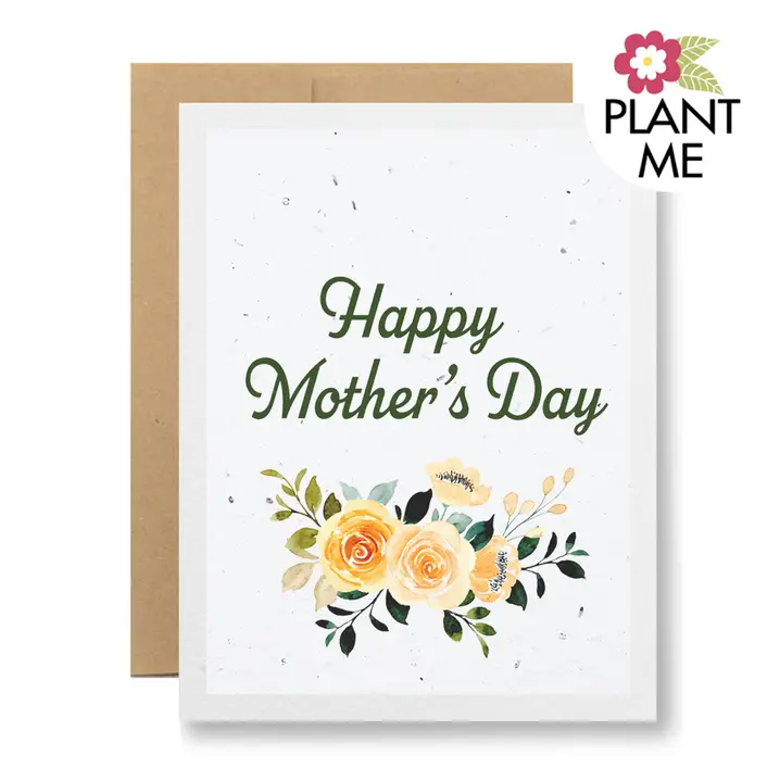Seedy Cards - Plantable Seed Paper Greeting Card - Happy Mother's Day with Yellow Flowers
