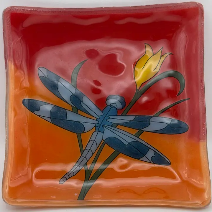 PamPeana Handmade Glass Soap Dish - Dragonfly