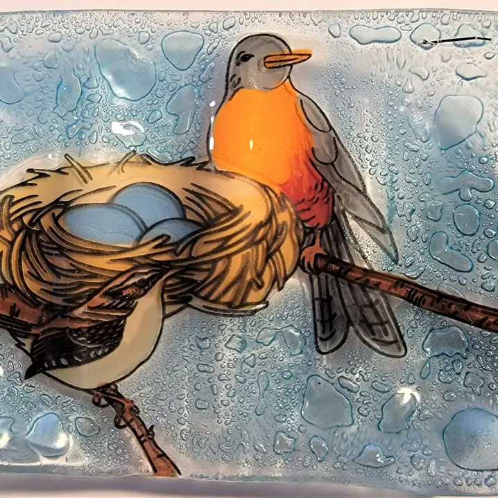 PamPeana Handmade Glass Soap Dish - Robin