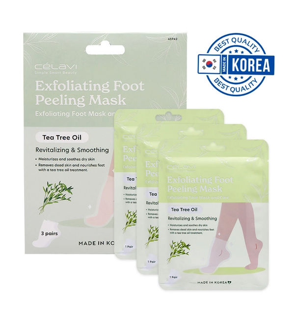 Celavi Exfoliating Foot Peeling Mask with Tea Tree Oil - 3 Pack
