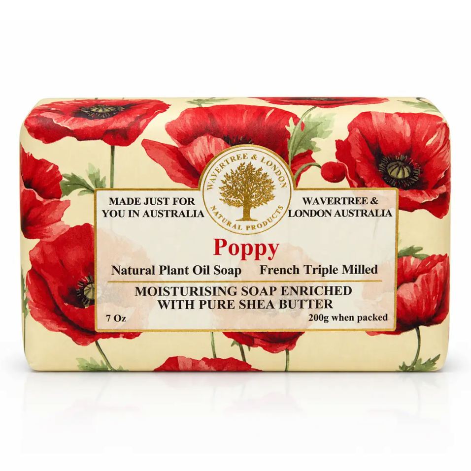 Wavertree & London Triple Milled Bar Soap 7oz 200g - Poppy