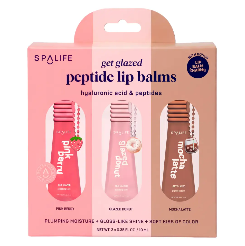 My Spa Life Get Glazed Peptide Lip Balms Set of 3 - Pink Berry, Glazed Donut, & Mocha Latte