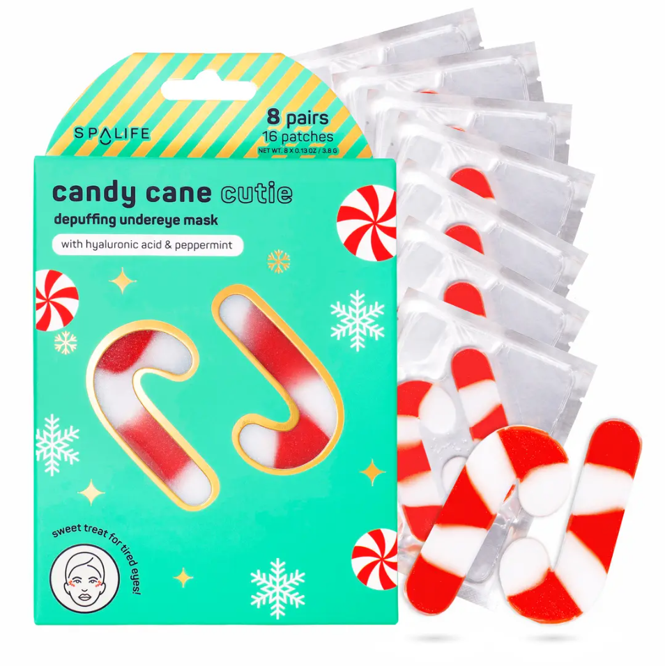 My Spa Life Candy Cane Cutie Depuffing Undereye Masks with Hyaluronic Acid & Peppermint - 8 Pairs