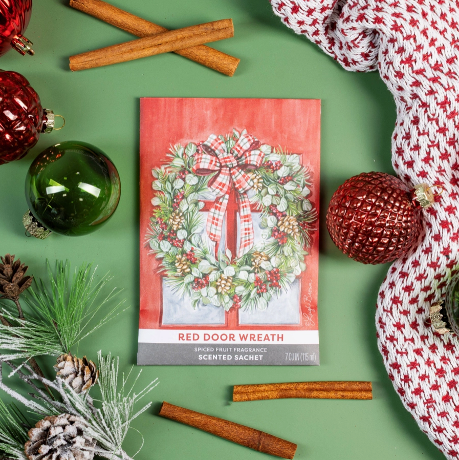 Fresh Scents Sachet Seasonal Air Freshener - Red Door Wreath