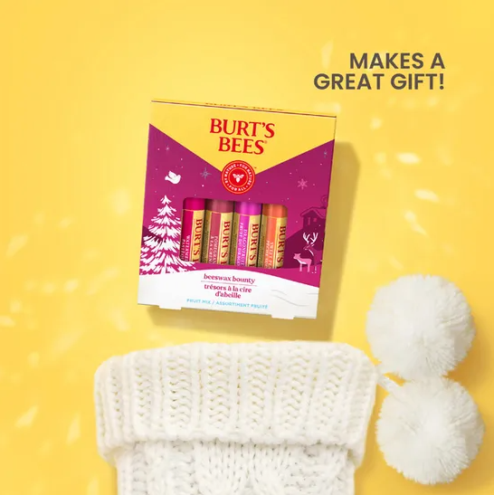 Burt's Bees Holiday Beeswax Bounty Fruit Lip Balm Gift Set of 4