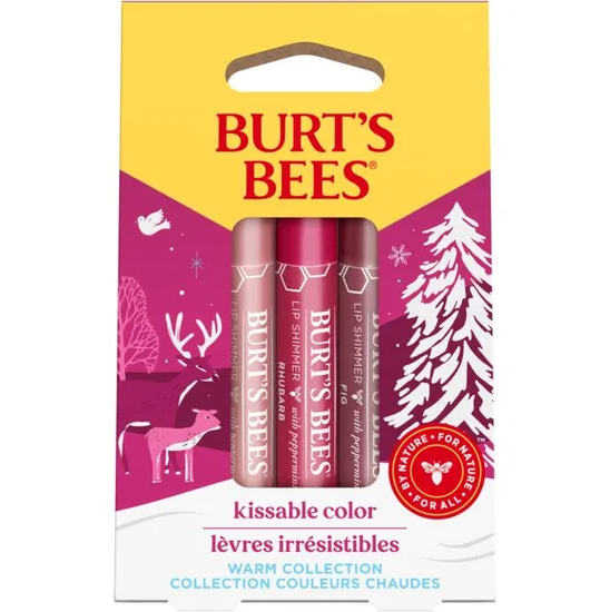 Burt's Bees Holiday Kissable Color Lip Shimmer Warm Collection Gift Set
