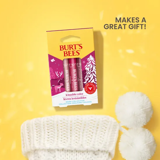 Burt's Bees Holiday Kissable Color Lip Shimmer Warm Collection Gift Set