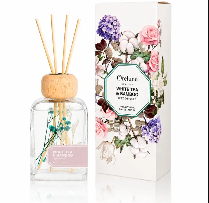 Orelune New York Reed Diffuser 3.4 Fl OZ- Bamboo White Tea
