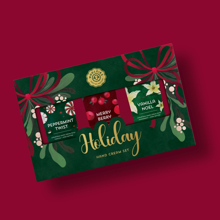 Woolzies Holiday Hand Cream Set - Vanilla Noel, Merry Berry, Peppermint Twist