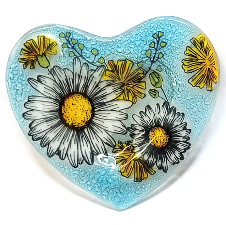 PamPeana Handmade Glass Heart Shaped Soap Dishes