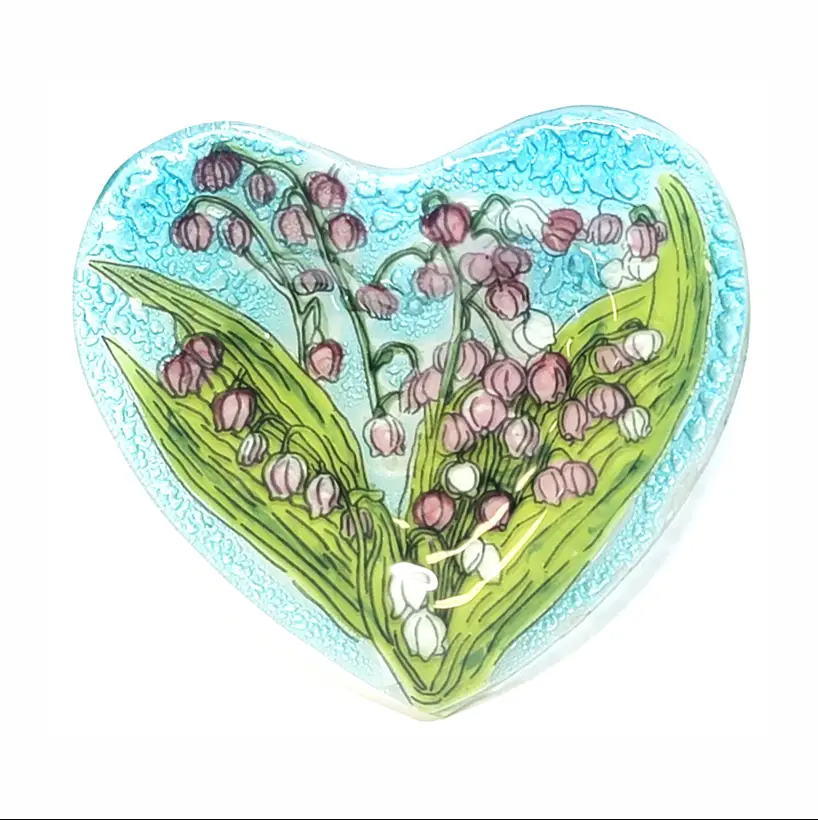 PamPeana Handmade Glass Heart Shaped Soap Dishes