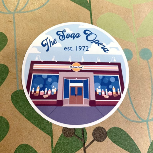 The Soap Opera Glossy Vinyl Sticker - Storefront