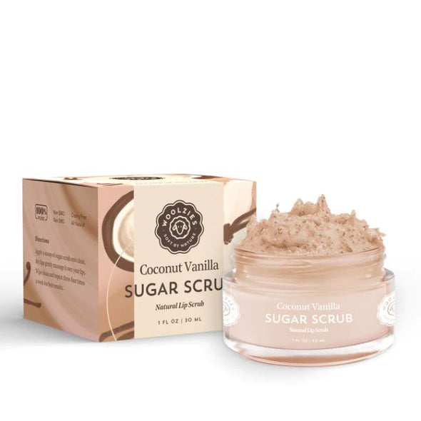 Woolzies Natural Lip Sugar Scrub 1oz 30ml - Coconut Vanilla