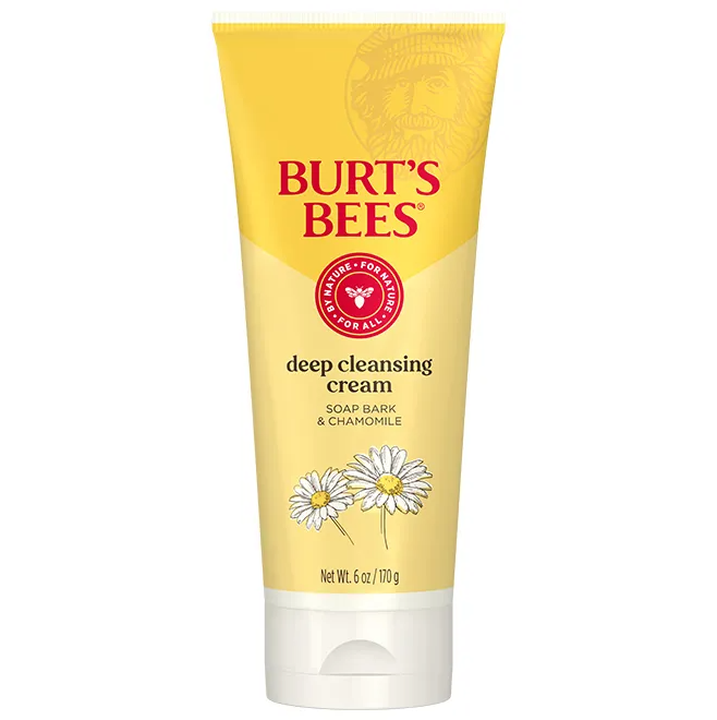 burts bees deep cleansing cream soap bark and chamomile with flowers front packshot