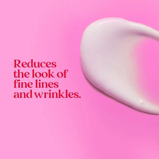 eye cream on pink background reduces fine lines and wrinkles