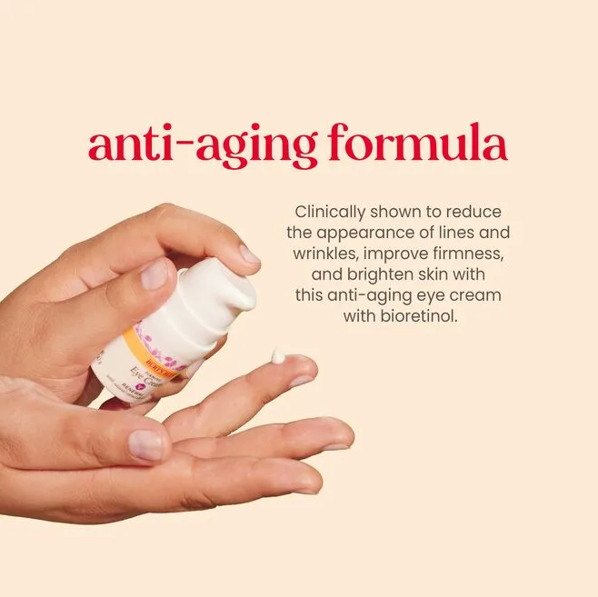 hands using eye cream clinically proven to reduce lines and reduce wrinkles and brighten skin