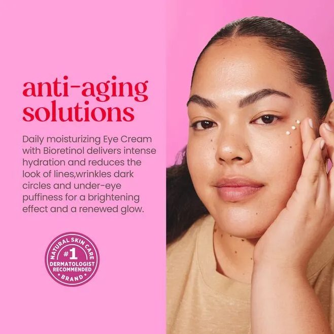 woman putting firming eye cream on face for anti aging brightening reducing puffiness