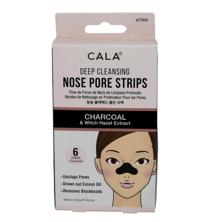 Cala Deep Cleansing Nose Pore Strips with Charcoal & Witch Hazel - Pack of 6
