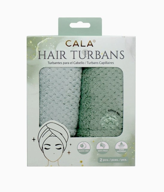 Cala Sage Microfiber Hair Turbans - Pair of 2