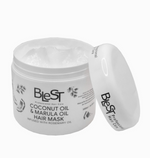 open container of hair mask made with coconut oil marula oil and rosemary oil 