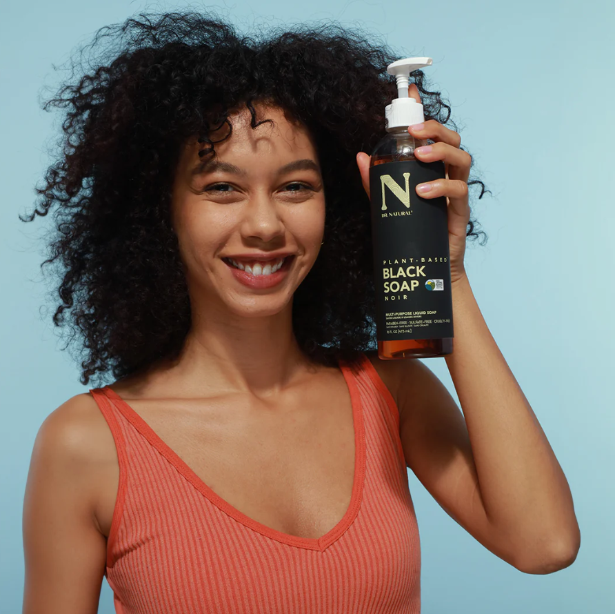 Dr. Natural Plant-Based Black Soap Body Wash + Face Wash 16oz