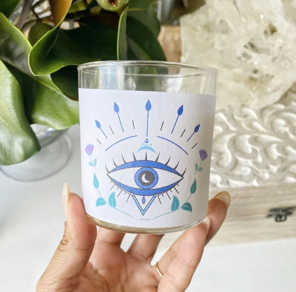 Evil Eye Protection Crystal Soy Wax Candle 11oz