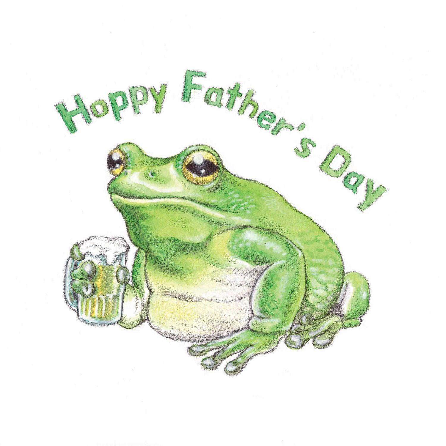 Aubree Sue Art Greeting Card - "Hoppy Father's Day" Frog & Beer Pun