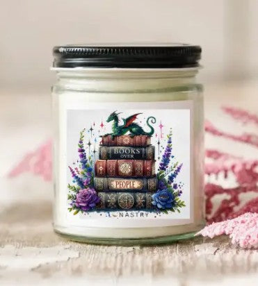 Lunastry Books Over People Soy Candle