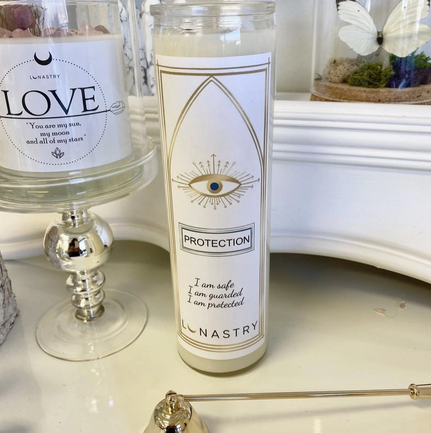 Lunastry Protection Prayer Crystal Soy Wax Candle 16oz