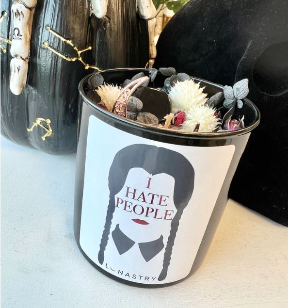 Lunastry Wednesday Addams I Hate People Crystal Soy Wax Candle 11oz