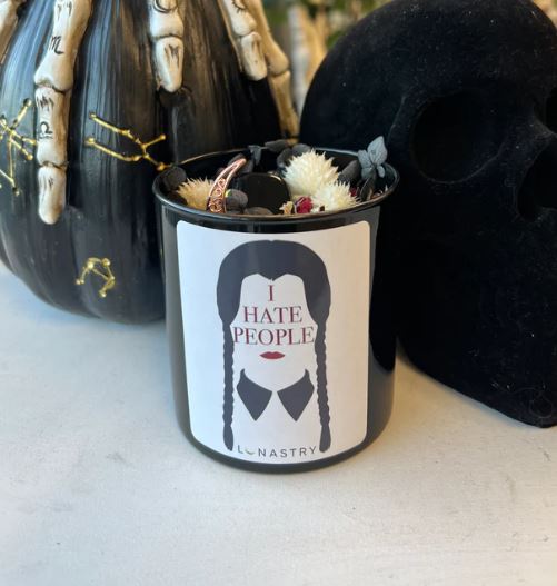 Lunastry Wednesday Addams I Hate People Crystal Soy Wax Candle 11oz