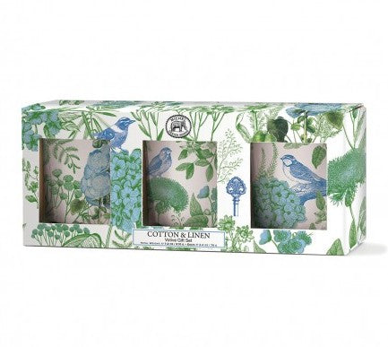 Michel Design Works Votive Candle Gift Set of 3 - Cotton & Linen