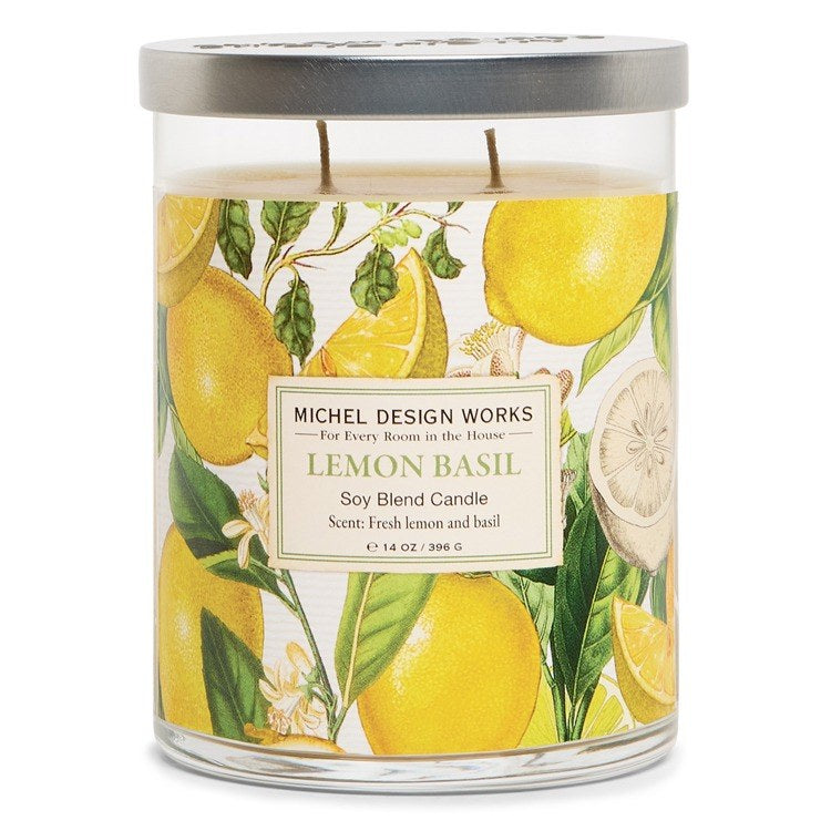 Michel Design Works Medium Tumbler Decorative Glass Candle 14oz 396g - Lemon Basil