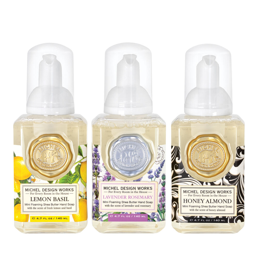 Michel Design Works The Classics Mini Foaming Hand Soap Set 4.7fl oz 140ml - Lemon Basil, Lavender Rosemary, Honey Almond