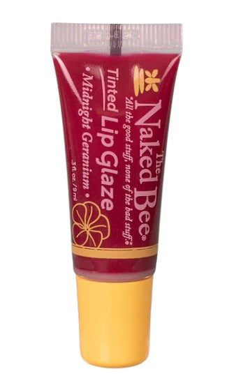 Naked Bee Tinted Lip Glaze in Midnight Geranium on a white background