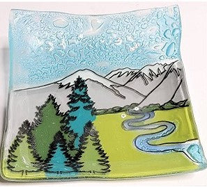 PamPeana Handmade Glass Soap Dish - Mountain View