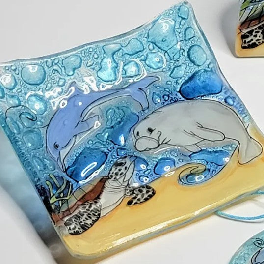 PamPeana Handmade Glass Soap Dish - Sea Animals