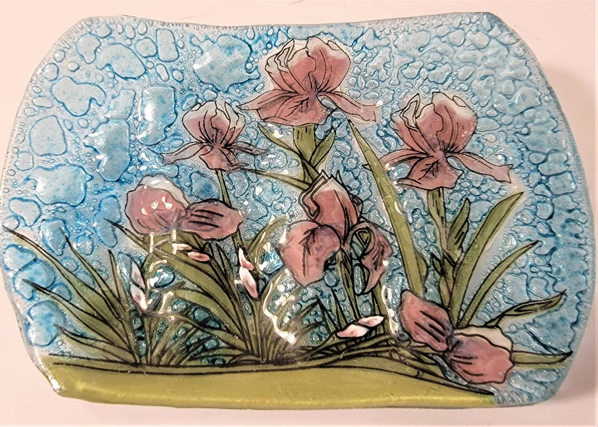PamPeana Handmade Glass Soap Dish - Iris
