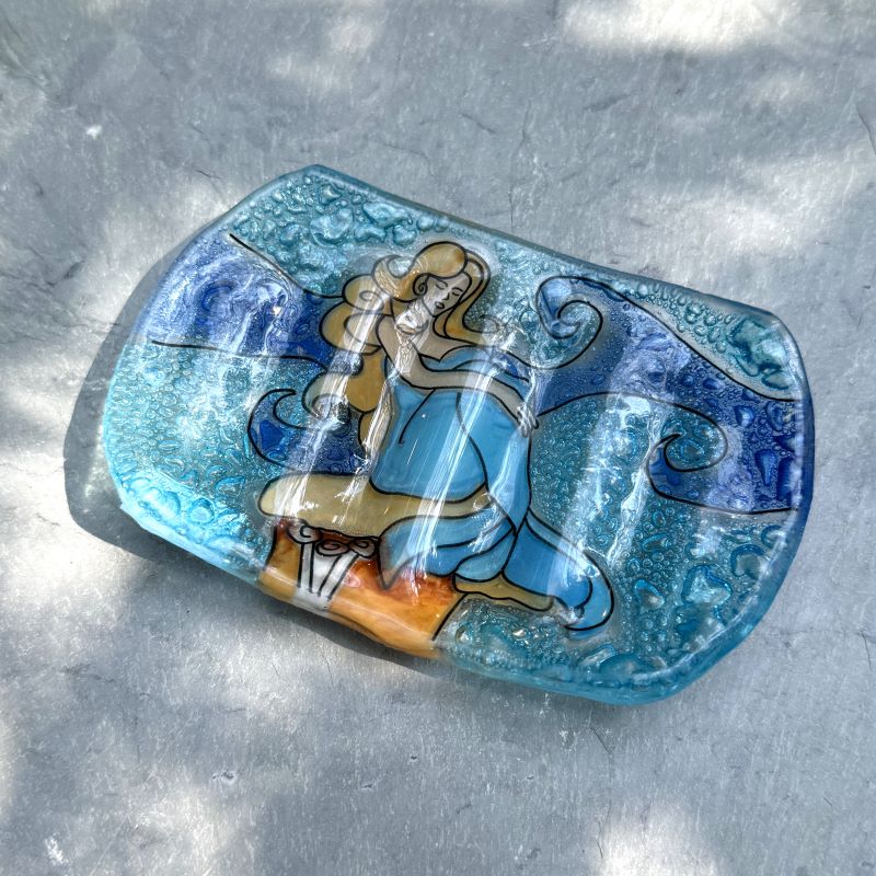 PamPeana Handmade Glass Soap Dish - Mermaid on Rock