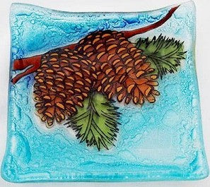 PamPeana Handmade Glass Soap Dish - Pine Cone
