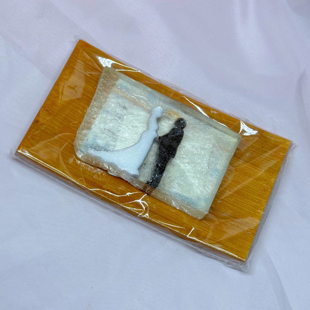 Matrimony bride groom decorative novelty bar soap wedding tie the knot gift bridesmaid bachelorette women wooden soap tray dish