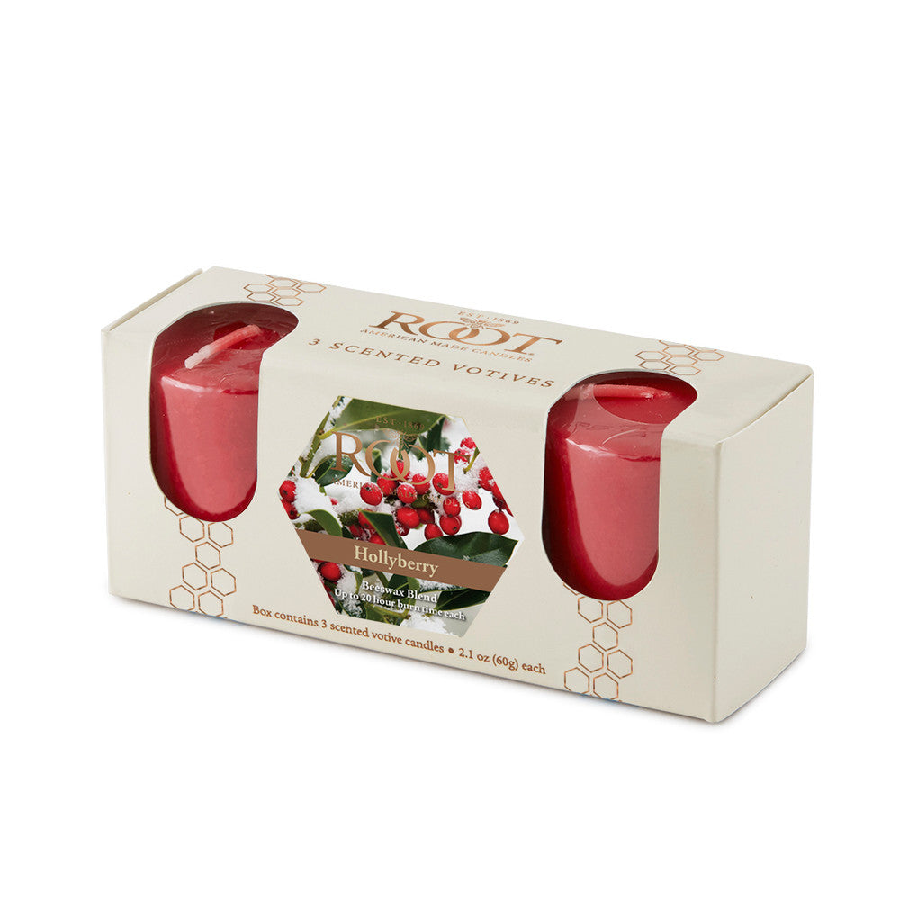 20 Hour Beeswax Blend Votive 3 Pack 2.1oz - Hollyberry