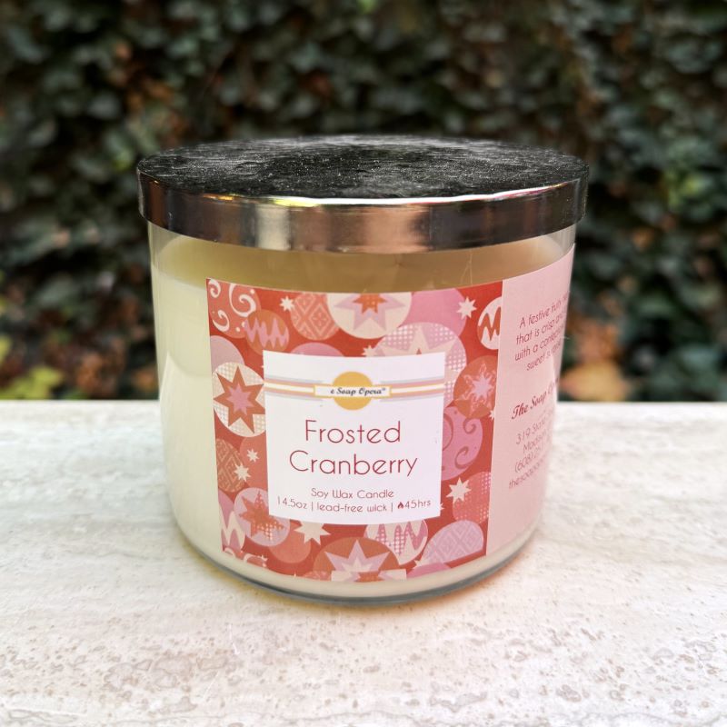 The Soap Opera Soy Wax Candle 14oz 411g - Frosted Cranberry